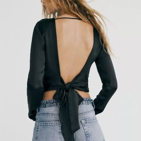 Zara Tops - Zara Black Backless Satin Top